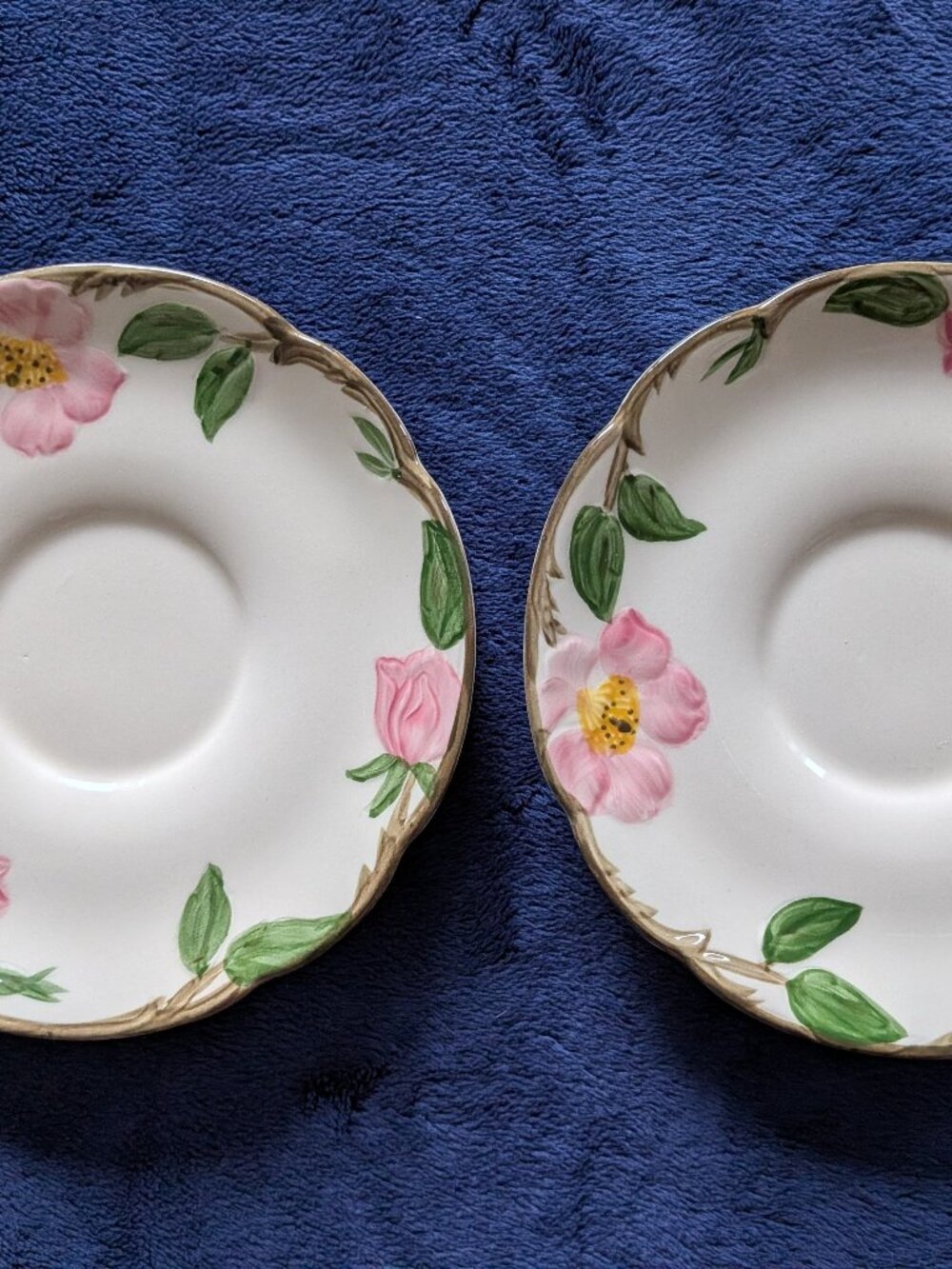 2 Vintage Franciscan Desert Rose Saucers -USA -Round Stamp #2- 5.75 inches